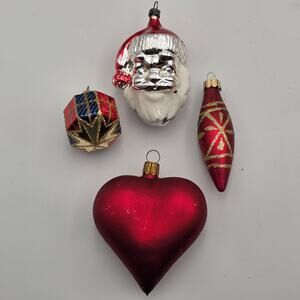 Vintage Blown Glass Christmas Ornaments Lot Of 4 West Germany READ